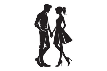 Man and woman couple holding hand silhouette