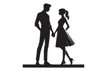 Man and woman couple holding hand silhouette