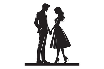 Man and woman couple holding hand silhouette