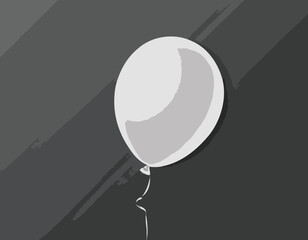 Vector glossy realistic white balloon on transparent background