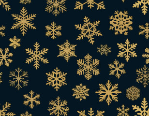 Vector Snowflakes icons. Gold Snowflake. Winter snow. Merry Christmas pattern