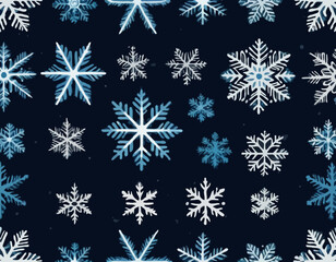 Vector Snowflakes icons. Blue Glitter Snowflake. Winter snow. Merry Christmas pattern