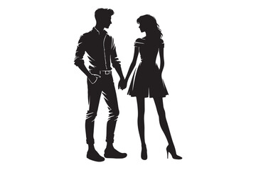 Man and woman couple holding hand silhouette