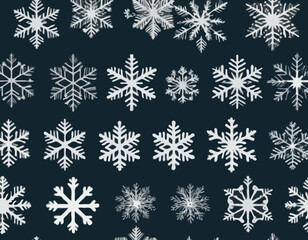 Vector Snowflakes icons. Silver Snowflake. Winter snow. Merry Christmas pattern