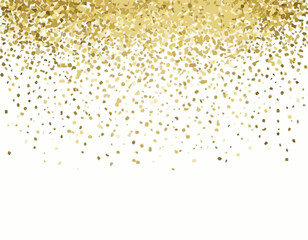 Gold falling confetti. Rectangle shape. Festive background