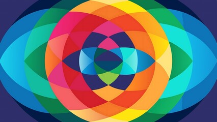 Obraz premium Vibrant Overlapping Circles with Gradient Spectrum and Shadow Effects for Dynamic Modern Design
