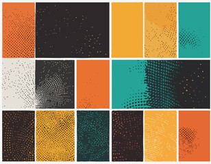 Set of Abstract Halftone Design Elements