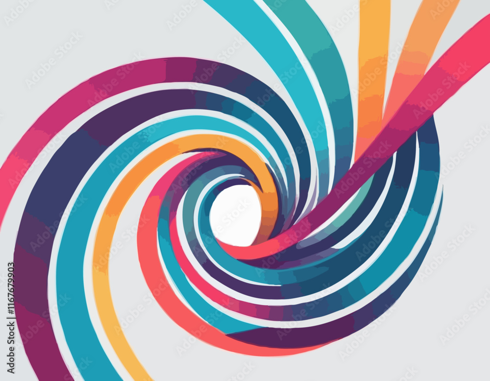 Poster Color Lines with Gradient. Abstract Modern Shapes. Vector Background with Color Dynamic Ribbon. Flowing Spiral Strokes.