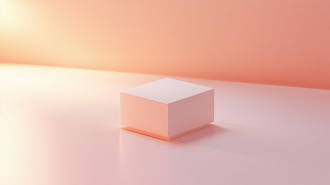 soft pink rectangular parallelepiped on a light pink surface