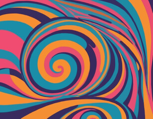 Psychedelic Swirl Carnival Pattern. Retro Waves, Swirl, Twirl Background. Abstract Groovy Texture. Y2k aesthetic