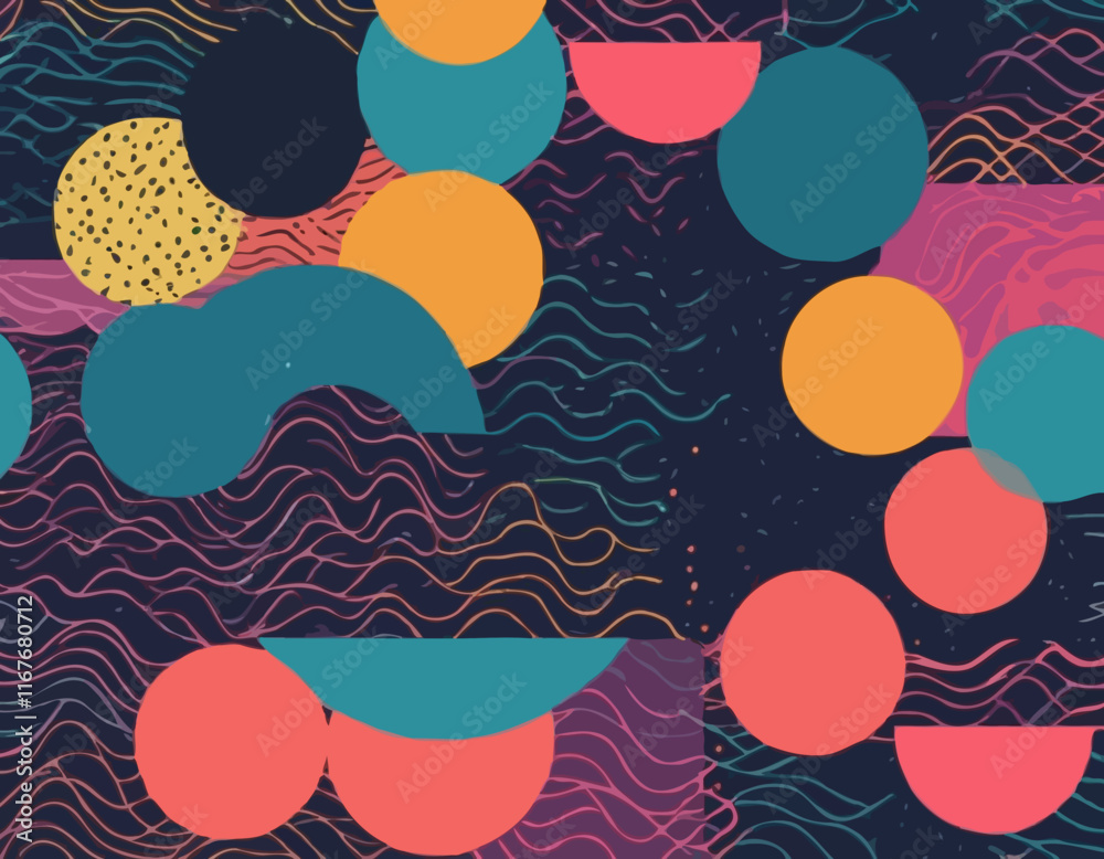 Poster abstract background with color line shapes. geometric pattern with squiggle gradient elements
