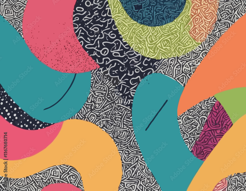 Poster abstract background with color line shapes. geometric pattern with squiggle gradient elements