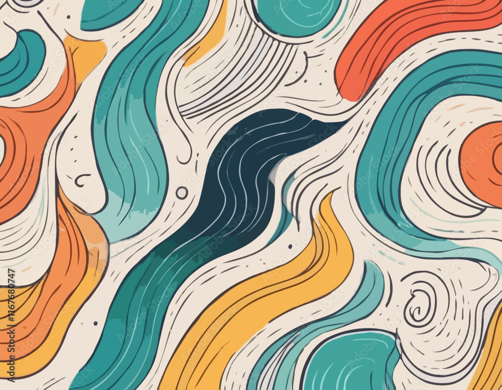 Poster abstract background with color line shapes. geometric pattern with squiggle gradient elements
