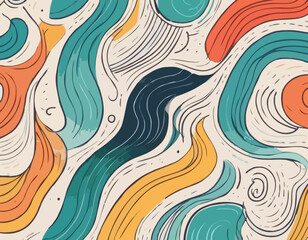 Abstract Background with Color Line Shapes. Geometric Pattern with Squiggle Gradient Elements