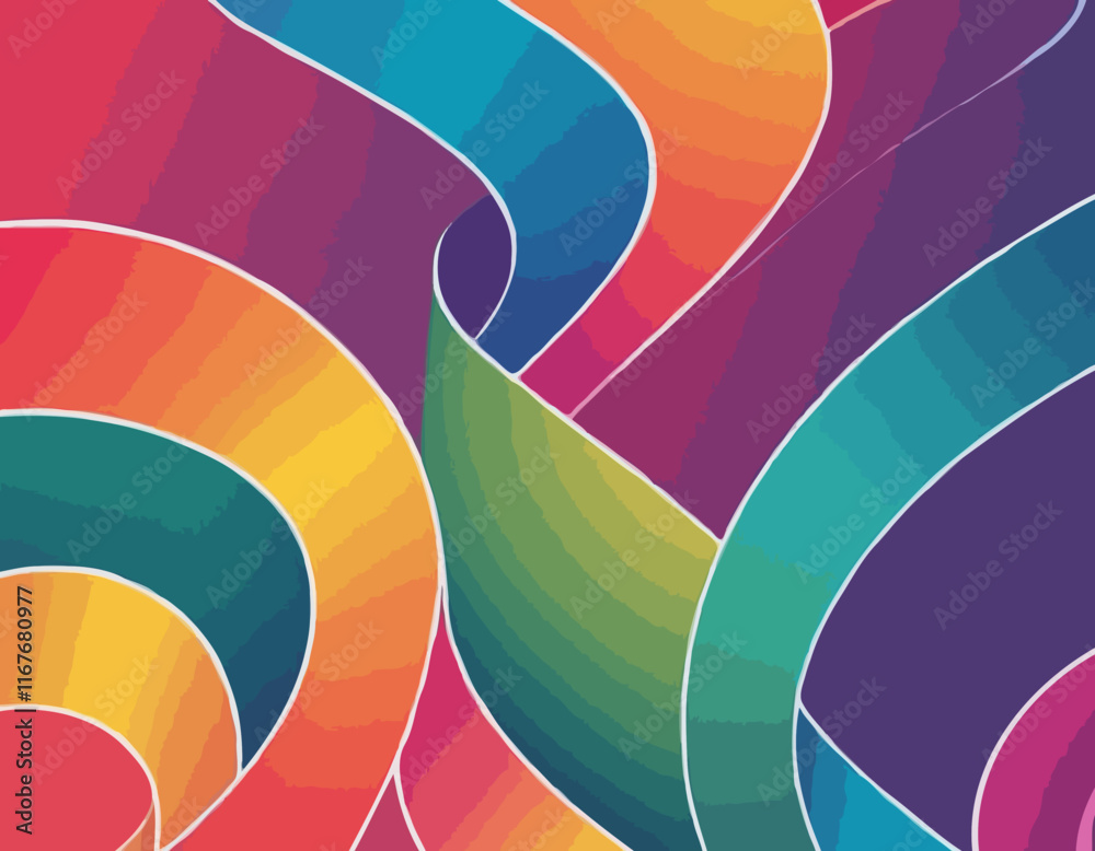Poster color gradient lines pattern. abstract vector background with curved graphic rainbow gradient shapes