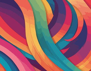 Color Gradient Lines Pattern. Abstract Vector Background with Curved Graphic Rainbow Gradient Shapes. Colorful Wavy Swirl Ribbons