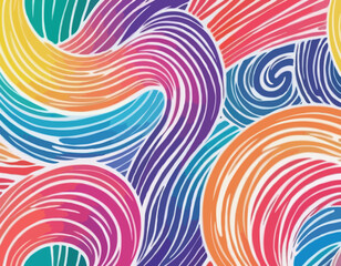 Color Gradient Lines Pattern. Abstract Vector Background with Curved Graphic Rainbow Gradient Shapes. Colorful Wavy Swirl Ribbons