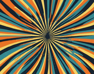 Radial Psychedelic Swirl Pattern. Sun Burst Background. Abstract Retro Line Patterns.