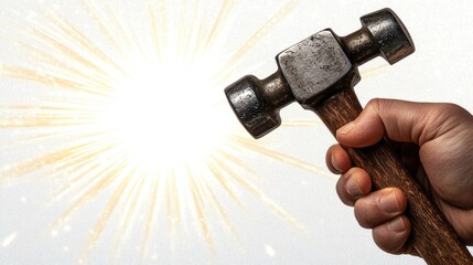 Hammering sparks metalwork demonstration workshop action shot industrial environment close-up view