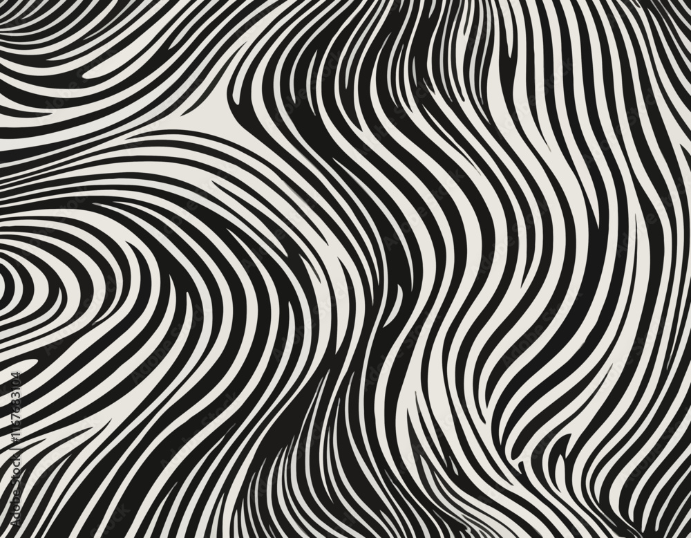 Poster abstract background with distorted lines. vector seamless pattern with wavy stripes. decorative blac