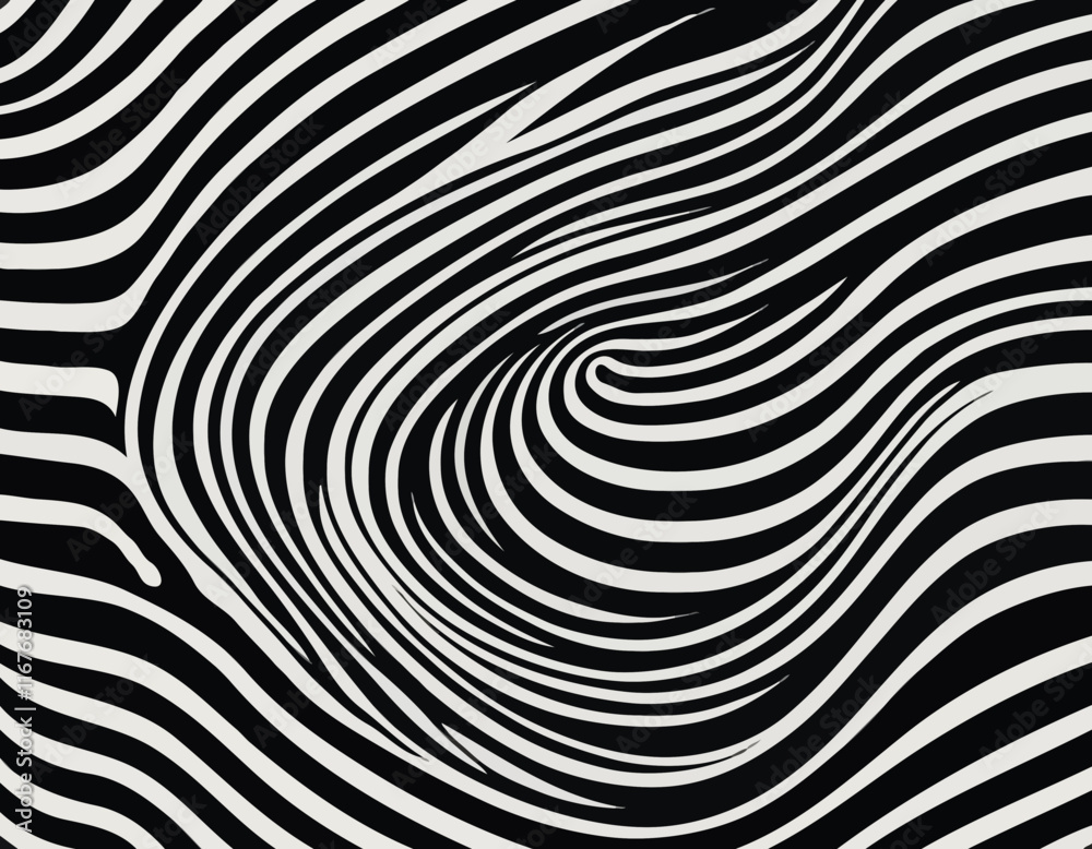 Poster abstract background with distorted lines. vector seamless pattern with wavy stripes. decorative blac