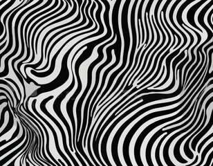Naklejka premium Abstract Background with Distorted Lines. Vector Seamless Pattern with Wavy Stripes. Decorative Black and White Striped Distortion Effect
