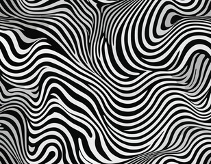 Abstract Background with Distorted Lines. Vector Seamless Pattern with Wavy Stripes. Decorative Black and White Striped Distortion Effect