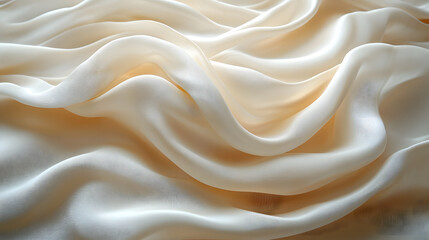 Elegant Close-Up of Soft Ivory Fabric with Gentle Waves and Silky Texture