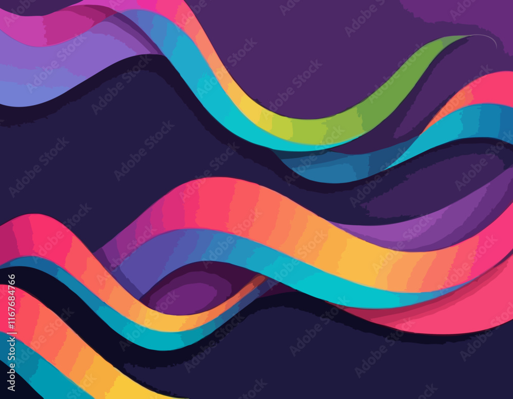 Poster abstract backgrounds with color gradient lines. vector bg with squiggle rainbow gradient ribbon shap