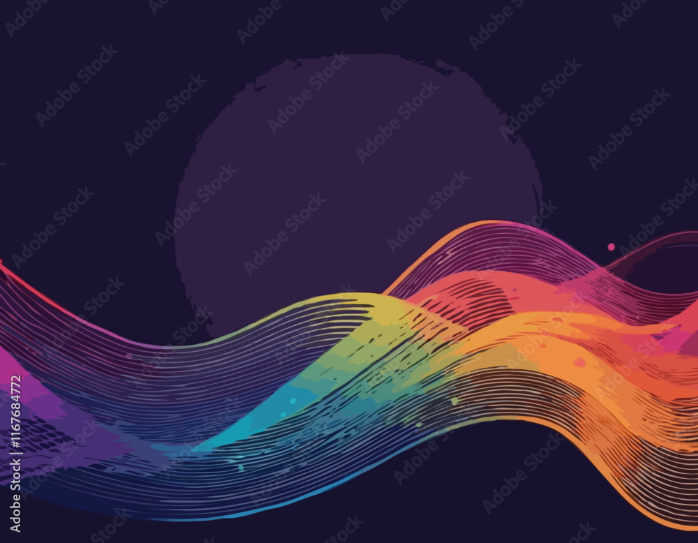 Poster abstract backgrounds with color gradient lines. vector bg with squiggle rainbow gradient ribbon shap
