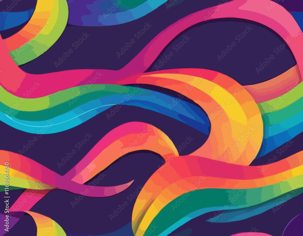 Poster abstract backgrounds with color gradient lines. vector bg with squiggle rainbow gradient ribbon shap