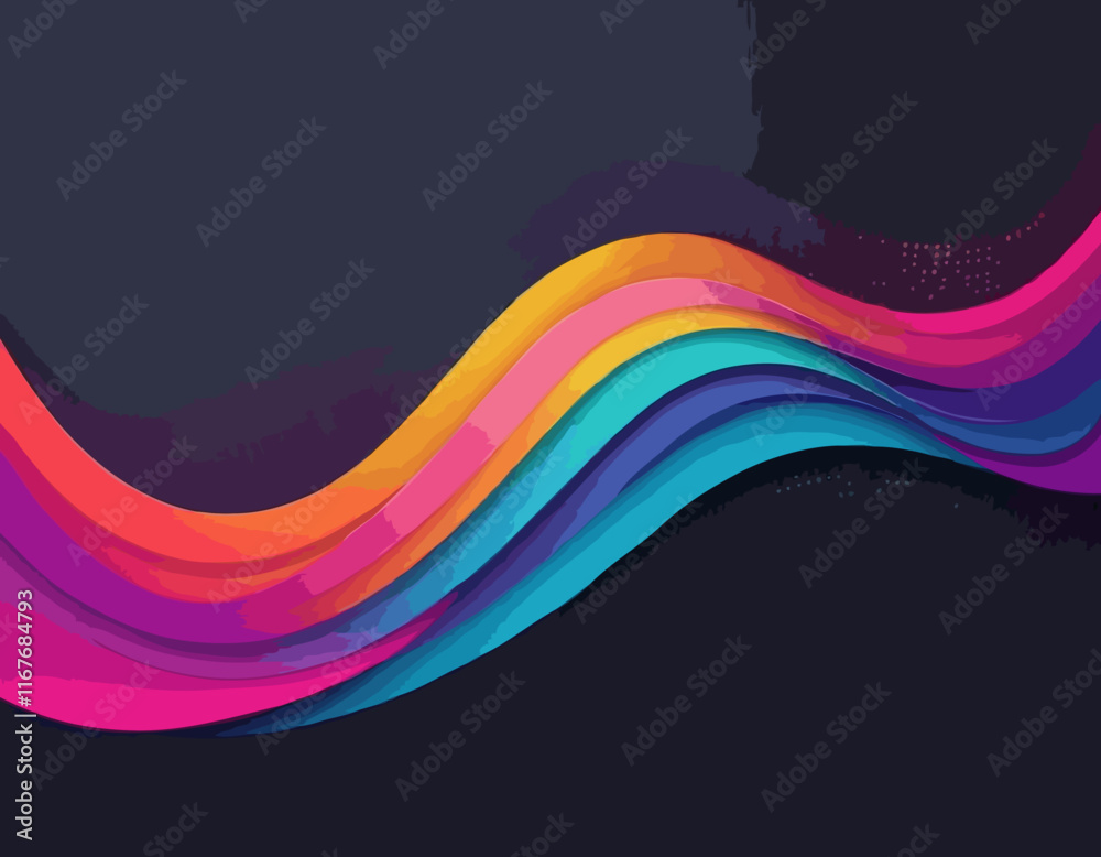 Poster abstract backgrounds with color gradient lines. vector bg with squiggle rainbow gradient ribbon shap
