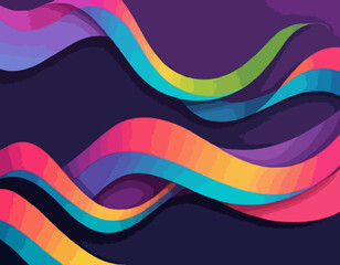 Abstract Backgrounds with Color Gradient Lines. Vector Bg with Squiggle Rainbow Gradient Ribbon Shapes. 3D Wavy Curve Pattern