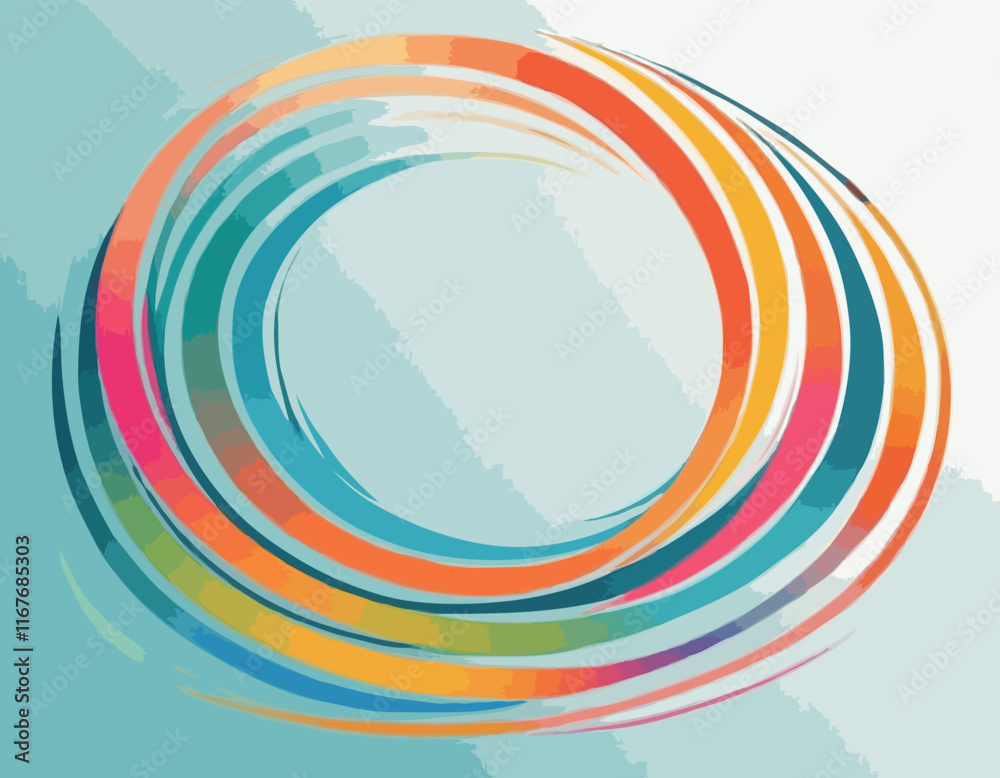 Poster Abstract Vector Frame with Curve Color Lines. Swirl Ribbons Pattern with Gradient Lines.