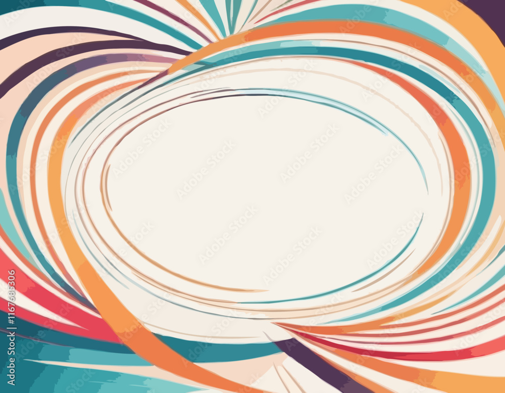 Poster Abstract Vector Frame with Curve Color Lines. Swirl Ribbons Pattern with Gradient Lines.