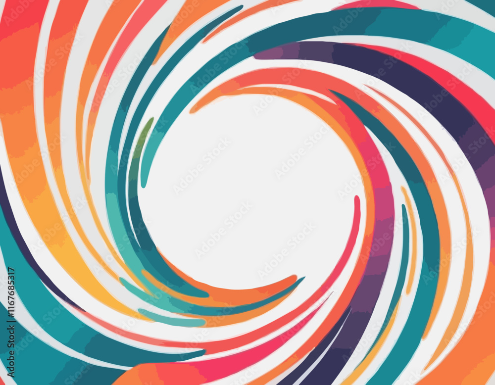 Poster Abstract Vector Frame with Curve Color Lines. Swirl Ribbons Pattern with Gradient Lines.