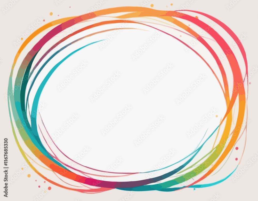 Poster Abstract Vector Frame with Curve Color Lines. Swirl Ribbons Pattern with Gradient Lines.