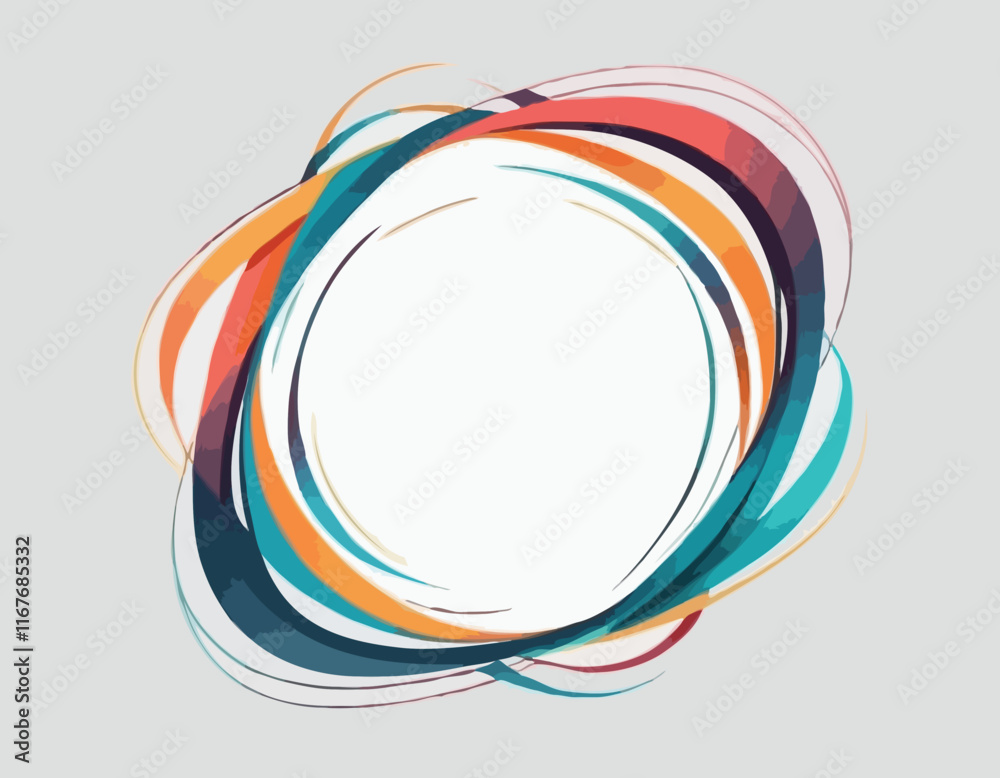 Poster Abstract Vector Frame with Curve Color Lines. Swirl Ribbons Pattern with Gradient Lines.