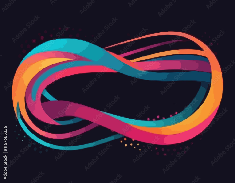 Poster Abstract Vector Frame with Curve Color Lines. Swirl Ribbons Pattern with Gradient Lines.