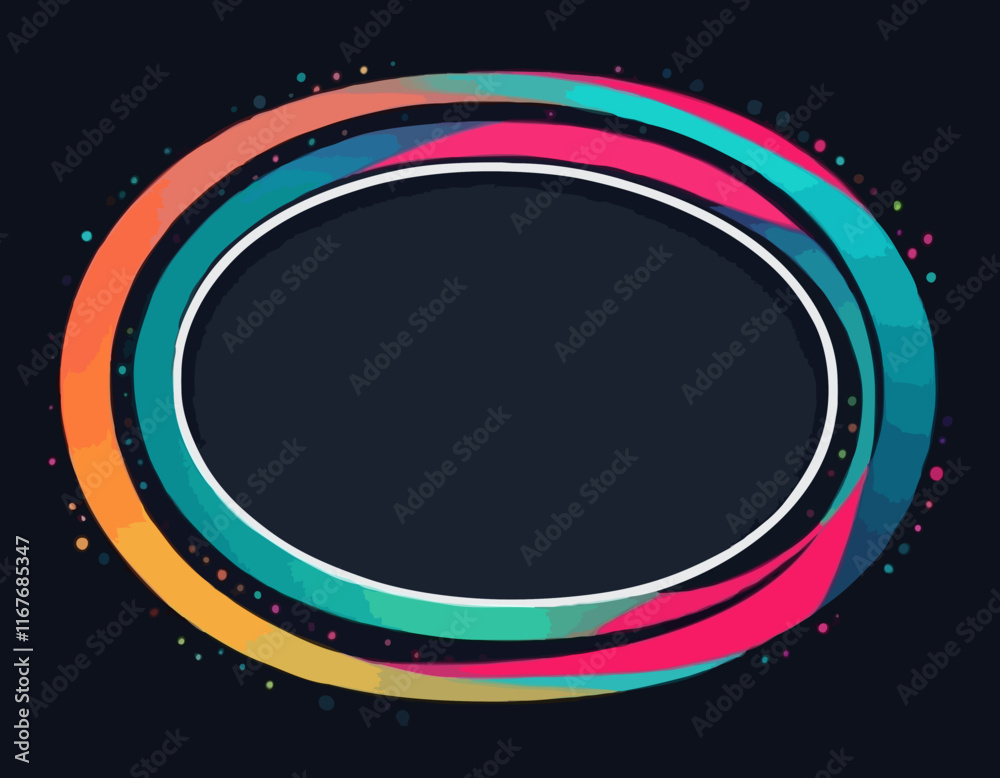 Poster Abstract Vector Frame with Curve Color Lines. Swirl Ribbons Pattern with Gradient Lines.
