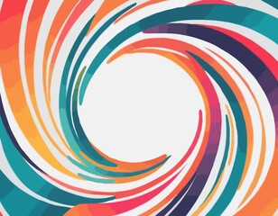 Abstract Vector Frame with Curve Color Lines. Swirl Ribbons Pattern with Gradient Lines.