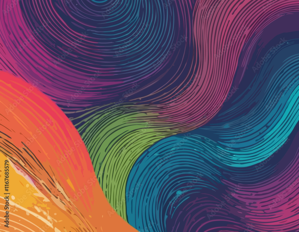 Poster abstract color lines with a gradient. vector pattern with splash shapes. wavy swirl design elements.
