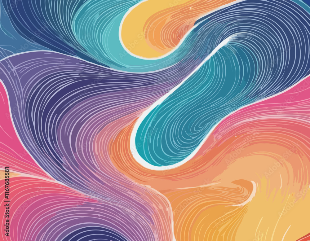 Poster abstract color lines with a gradient. vector pattern with splash shapes. wavy swirl design elements.