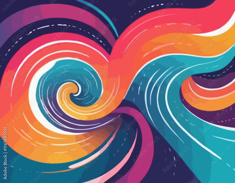 Poster abstract color lines with a gradient. vector pattern with splash shapes. wavy swirl design elements.