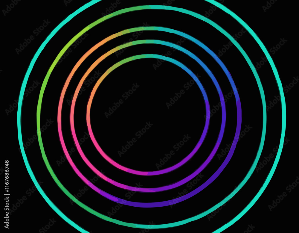 Poster circle shape gradient lines on a black background. abstract geometric curve pattern. creative vector