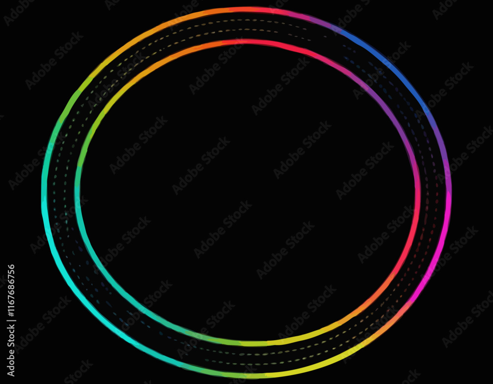 Poster circle shape gradient lines on a black background. abstract geometric curve pattern. creative vector