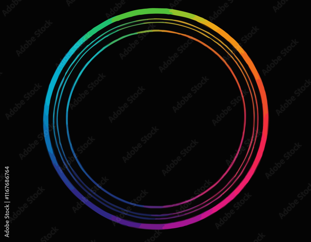 Poster circle shape gradient lines on a black background. abstract geometric curve pattern. creative vector