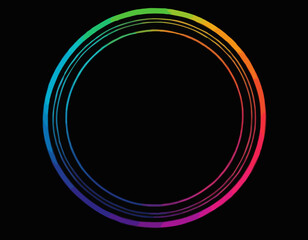Circle Shape Gradient Lines on a Black Background. Abstract Geometric Curve Pattern. Creative Vector Neon Colored Gradient