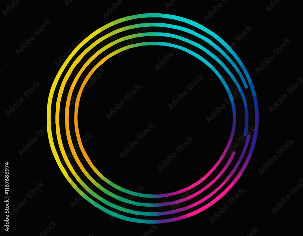 Poster abstract lines with gradients on a black background. a color squiggle curve pattern shape. vector ra
