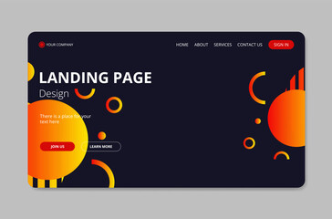 Red and yellow abstract landing page.